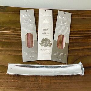 NEW Silver Aluminum Metal Incense Holder and Variety Incense Sticks